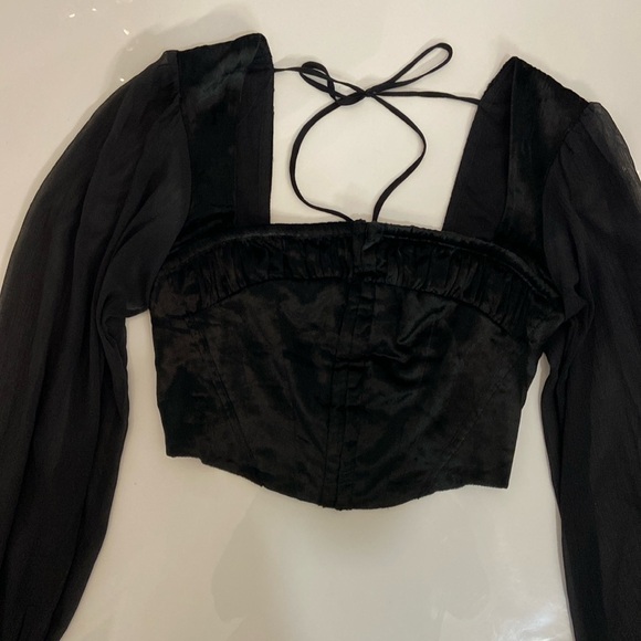 Urban Outfitters Tops - EUC black velvet corset style top by Urban Outfitters, size S. Worn once.